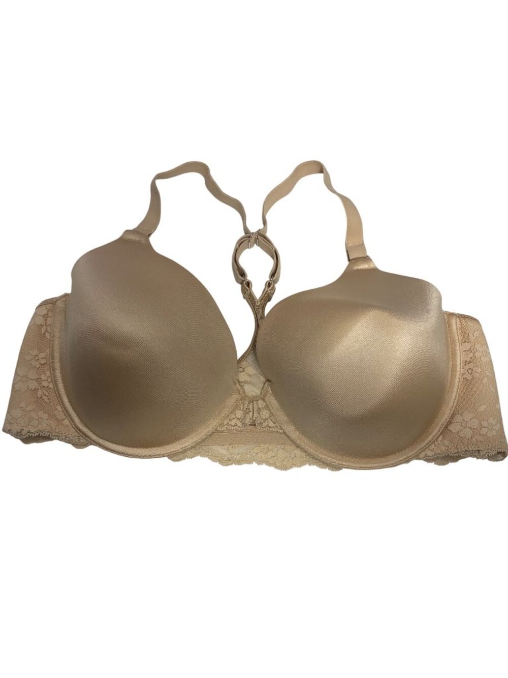 Maidenform One Fab Fit Extra Coverage Lace Racerback Bra 40C Beige Coquette
